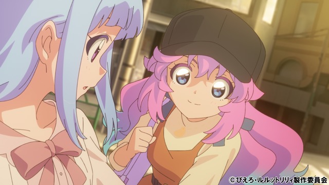 ภาพจากอนิเมะ 魔法の姉妹ルルットリリィ ตอนที่ 9 แสดงให้เห็นสองพี่น้องโนโนยามะในช่วงเวลาอบอุ่นใจ