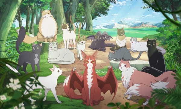 Key Visual อนิเมะ Neko to Ryū แสดงภาพมังกรและแมวในป่า