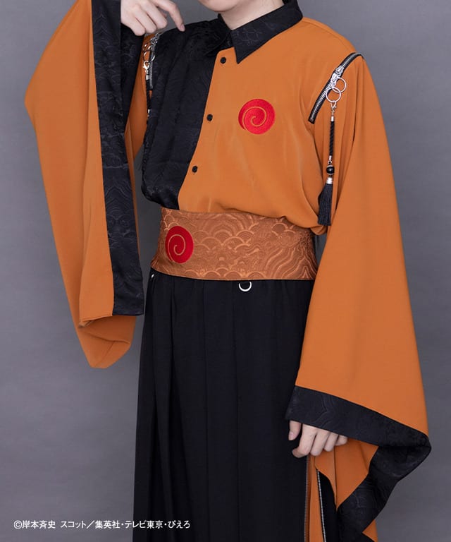 คอลเลกชัน NARUTO × REZEN ประกอบด้วยเสื้อแขนญี่ปุ่น กางเกงฮากามะ และเข็มขัดโอบิ สไตล์วาโมด