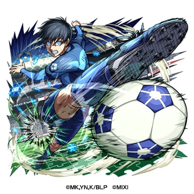 ภาพคอลแลบ Blue Lock x Monster Strike แสดงตัวละครอิซางิ โยอิจิ, อิโตชิ ริน และนางิ เซอิชิโร