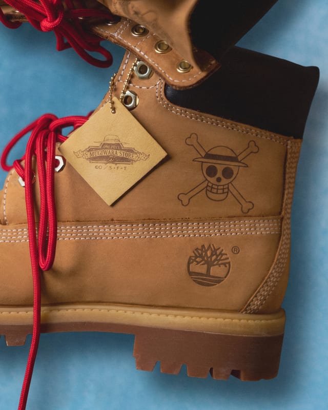 ภาพบูต Timberland คอลแลบ ONE PIECE รุ่นลูฟี่และโซโร พร้อมเสื้อยืดกราฟิกจากคอลเลกชันพิเศษ