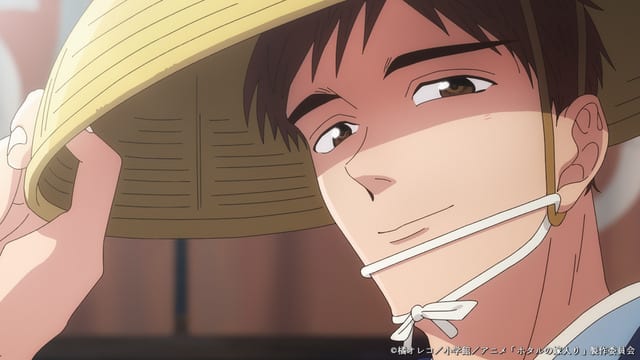 ภาพจากอนิเมะ Hotaru no Yomeiri ตอนที่ 2 แสดงให้เห็นซาโตโกะกำลังเต้นรำอย่างงดงาม