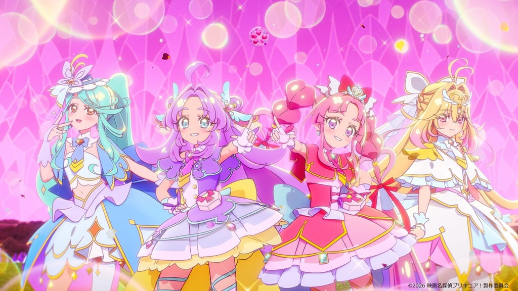 ภาพนิ่งจากฉากเต้นเอนดิ้งของ Eiga Meitantei Precure! Fushigi na Niwa to Futari no Himitsu