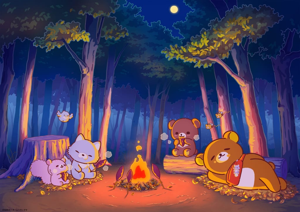 Rilakkuma Anime Releases Cozy Autumn Illustration Featuring Campfire and Roasted Sweet Potatoes